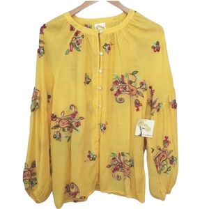 0329 Anthropologie Fig and Flower Embroidered top